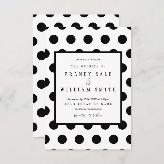 Polka Dot Wedding Invitation (Front/Back)