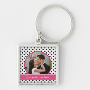 Polka Dot Wedding Photo Template Keychain