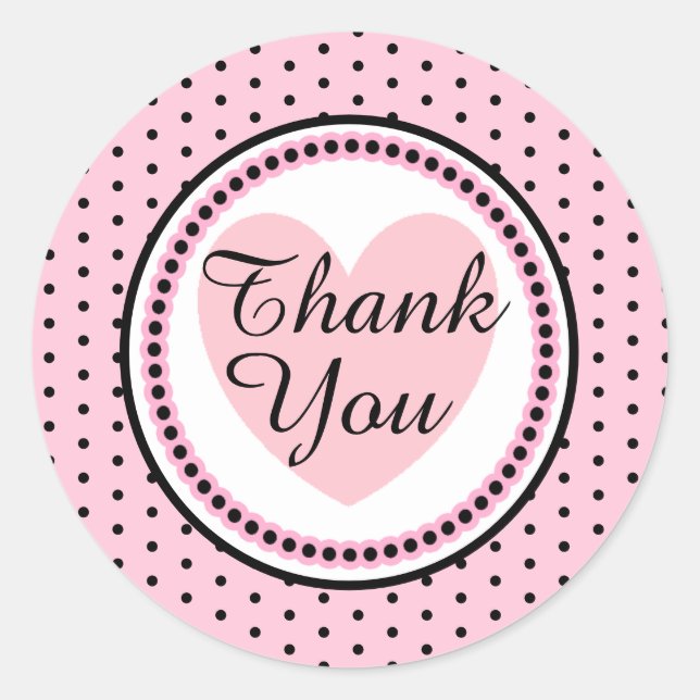 Polka Dot Whimsical Thank You Classic Round Sticke Classic Round Sticker (Front)