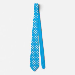 Polka dot white and light blue tie