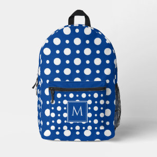Polka Dot White Blue Printed Backpack