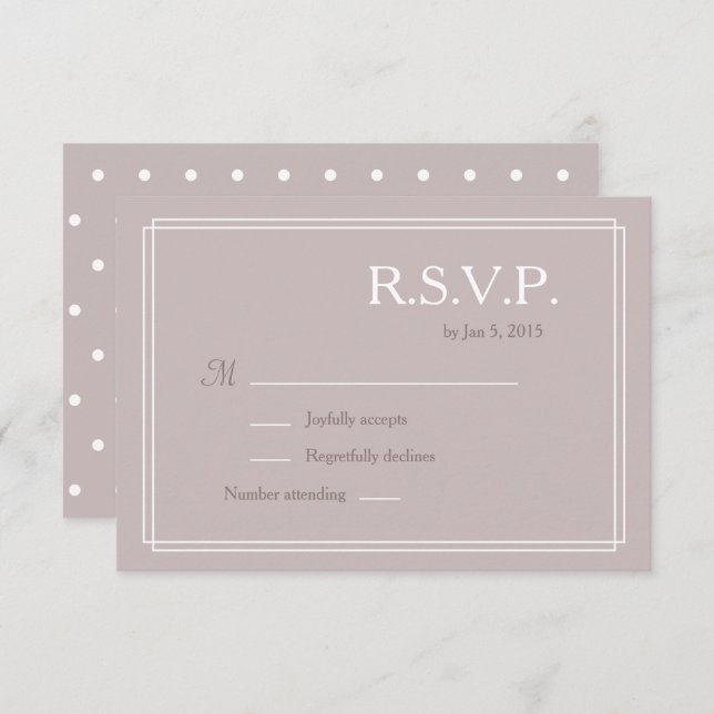 Polka dot white blush pink minimalist wedding RSVP Invitation (Front/Back)