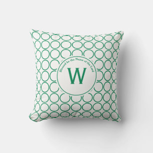 POLKA DOT White Green Customised Monogram Cushion