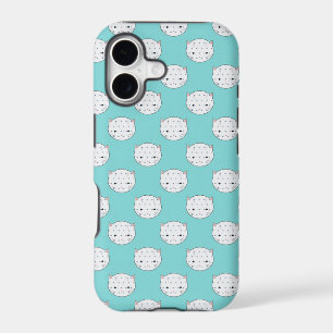 Polka Dot White Kitty Face over Teal