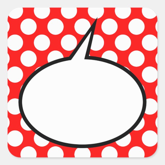 Polka Dot Word Balloon Custom Text Square Sticker (Front)