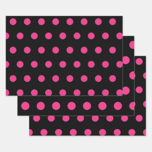 Polka Dot Wrapping Paper (Black & Neon Pink)