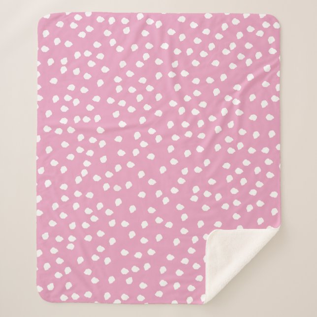 Polka Dot  Wrapping Paper Pink Sherpa Blanket (Front)