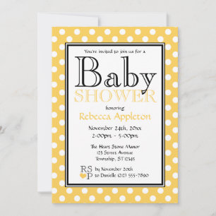Polka Dot Yellow Baby Shower Invitations