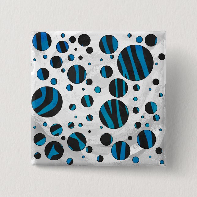 Polka Dot Zebra Black and Blue Pattern 15 Cm Square Badge (Front)