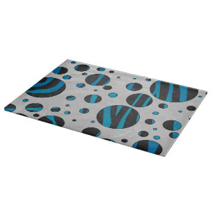 Polka Dot Zebra Black and Blue Pattern Cutting Board