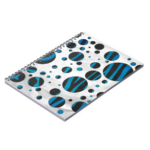 Polka Dot Zebra Black and Blue Pattern Notebook