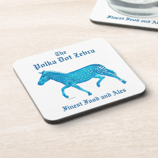 Polka Dot Zebra English Pub - Blue Coaster