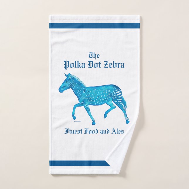 Polka Dot Zebra English Pub - Blue Hand Towel (Hand Towel)