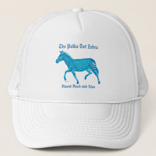 Polka Dot Zebra English Pub - Blue Trucker Hat