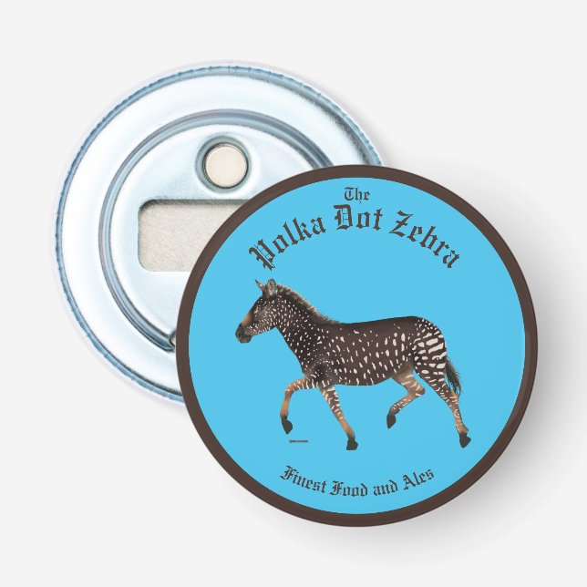 Polka Dot Zebra English Pub Bottle Opener (Front)