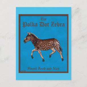 Polka Dot Zebra English Pub Postcard