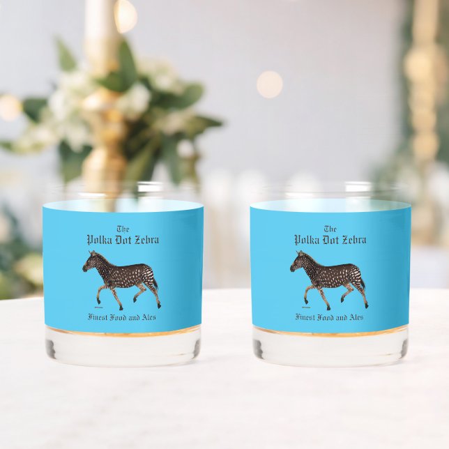 Polka Dot Zebra English Pub Whiskey Glass (Insitu (Wedding))