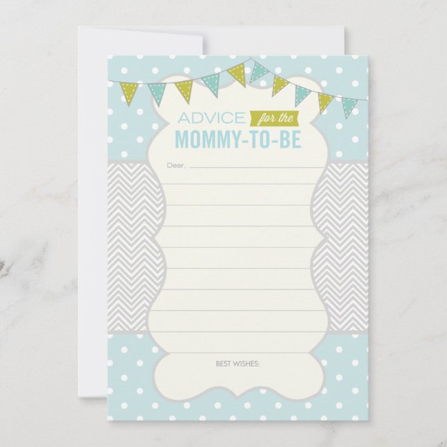 Polka Dota and Chevron Baby Shower Advice Card (Front)