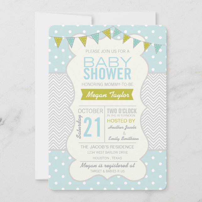 Polka Dota and Chevron - Baby Shower Invitation (Front)