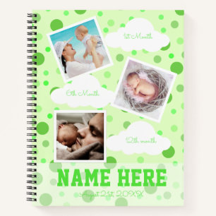 Polka Dots 1st birthday Baby Milestone Guest Book 