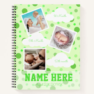Polka Dots 1st birthday Baby Milestone Guest Book 
