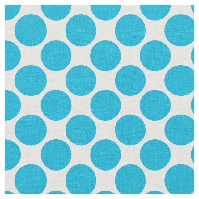 Polka dots 3/4th inch Turquoise on white Fabric (Close Up)