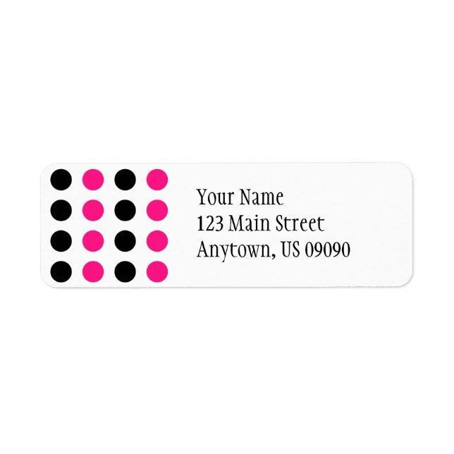 Polka Dots Address Label (Hot Pink / Black) (Front)