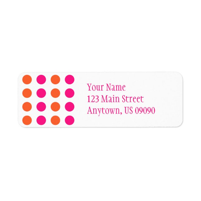 Polka Dots Address Label (Pink / Orange) (Front)
