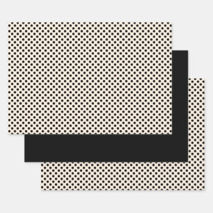 Polka Dots and Black Solid Retro Contemporary Wrapping Paper Sheet