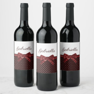 Polka Dots and Bow Wine Label