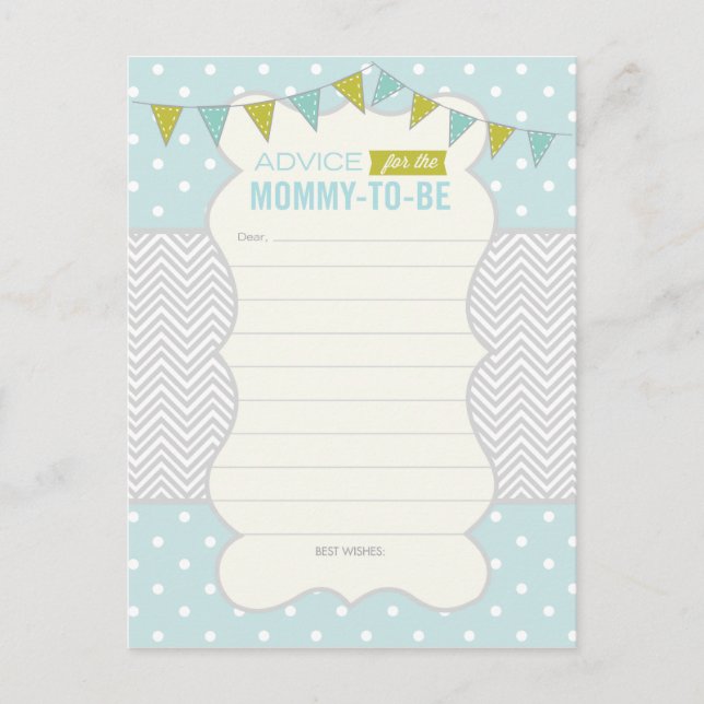 Polka Dots and Chevron Baby Shower Advice Card (Front)