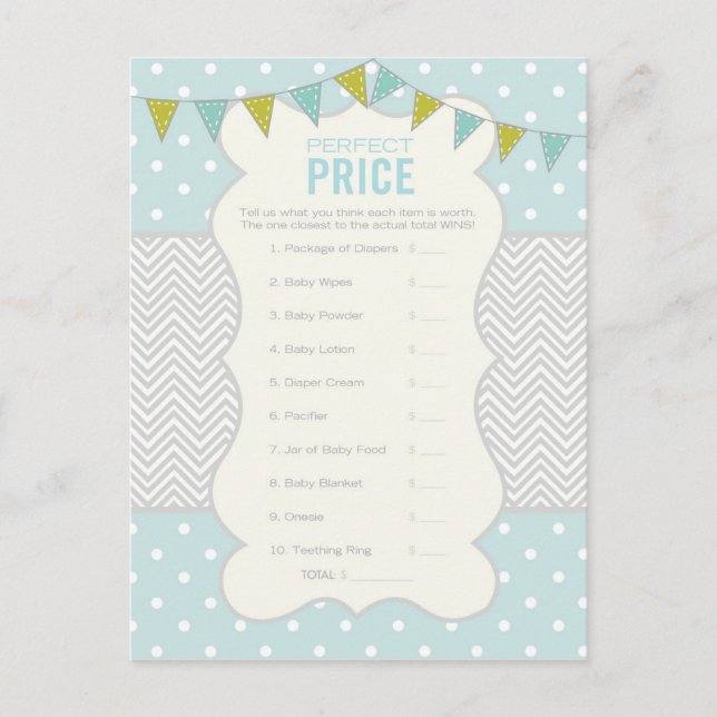 Polka Dots and Chevron - Baby Shower Game Invitation Postcard (Front)