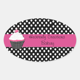 Polka Dots and Cupcake Bakery Box Stickers