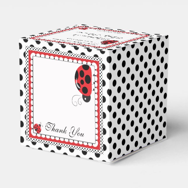 Polka Dots and Cute Ladybugs Party  Favour Box (Back Side)
