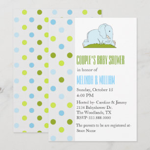 Polka Dots and Elephant Baby Shower Invitation
