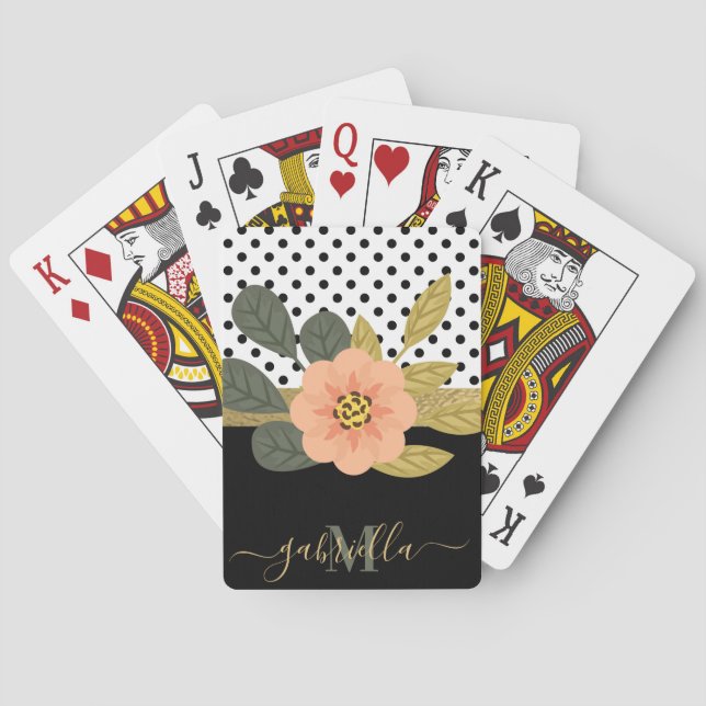 Polka Dots and Floral Playing Cards (Back)