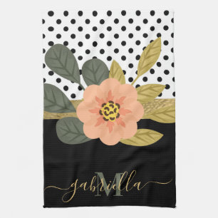 Polka Dots and Floral Tea Towel