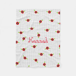 Polka Dots and Flowers Personalised Fleece Blanket