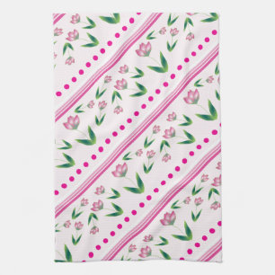 Polka-dots And Flowers Tea Towel