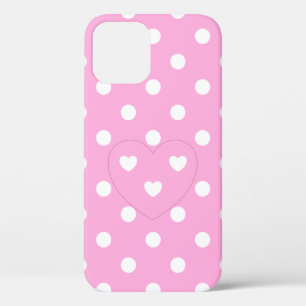 Polka Dots And Hearts, Cute Pink iPhone 12 Case