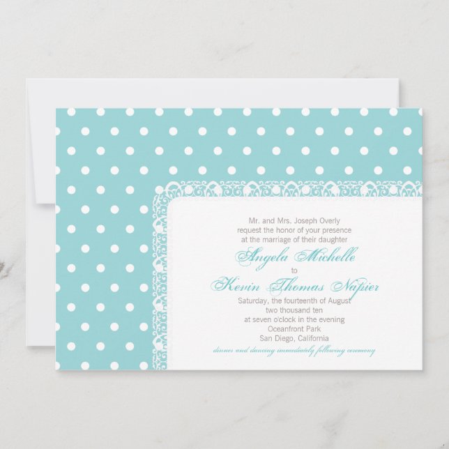 Polka Dots and Lace Wedding Invitation (Front)