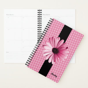 Polka Dots and Pink Flower Custom Planner