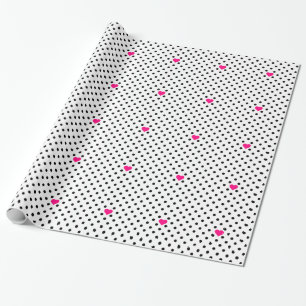 Polka Dots and Pink Hearts Wrapping Paper