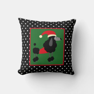 Polka Dots and Poodle Christmas Cushion