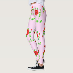 Polka-Dots And Red Roses Leggings