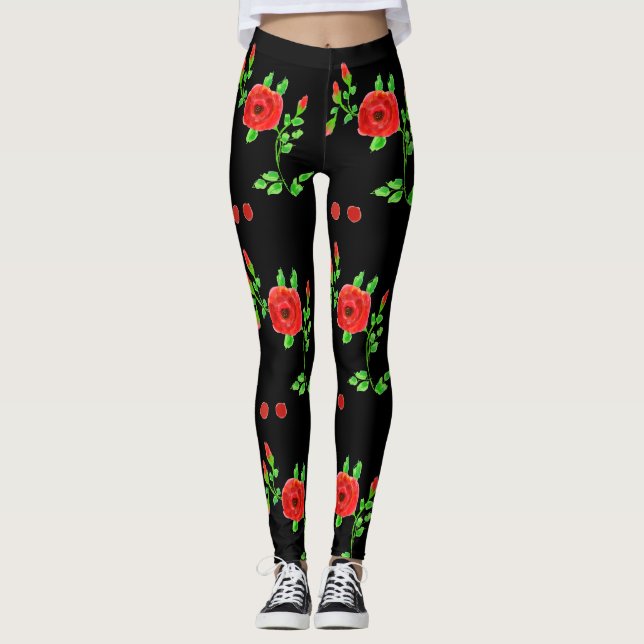 Polka-Dots And Roses Leggings (Front)