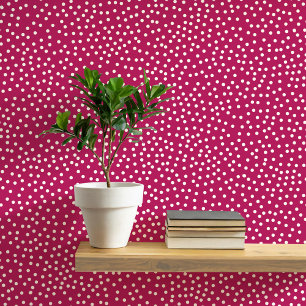 Polka Dots and Spots Cream on Magenta Red Wallpaper