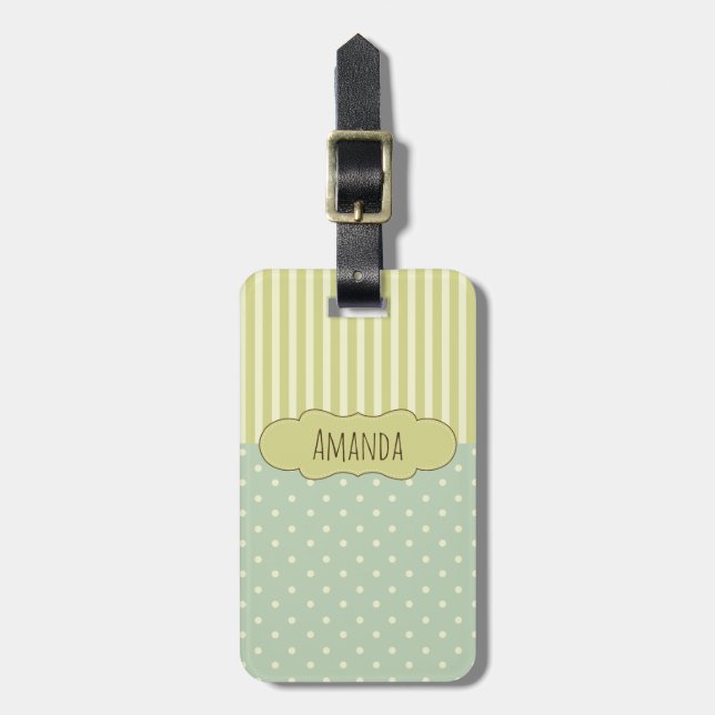 Polka Dots and Stripes Custom Luggage Tag (Front Vertical)