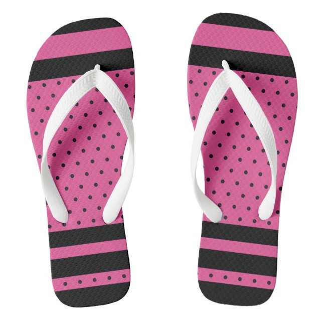 Polka Dots and Stripes Flip Flops (Footbed)
