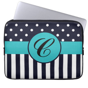 Polka Dots and Stripes Monogrammed Laptop Sleeve